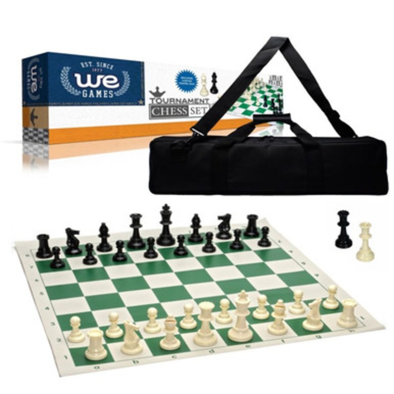 Deluxe Tournament Chess Set  Roll-up Chess Board and Travel Bag