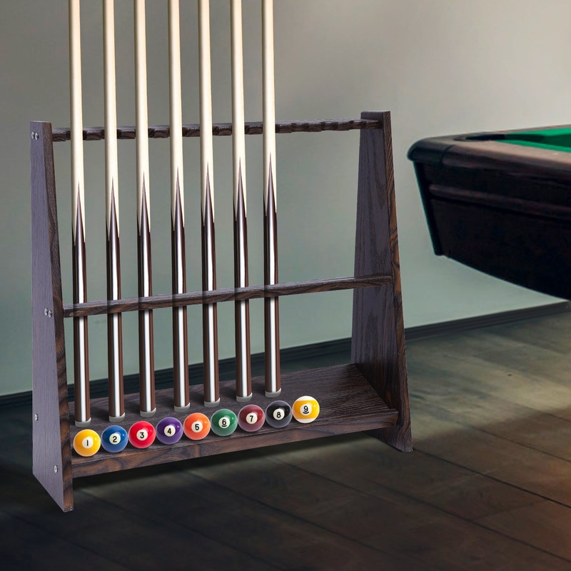 Bamboo Billiard Pool Stick Holder, 10-Hole rack