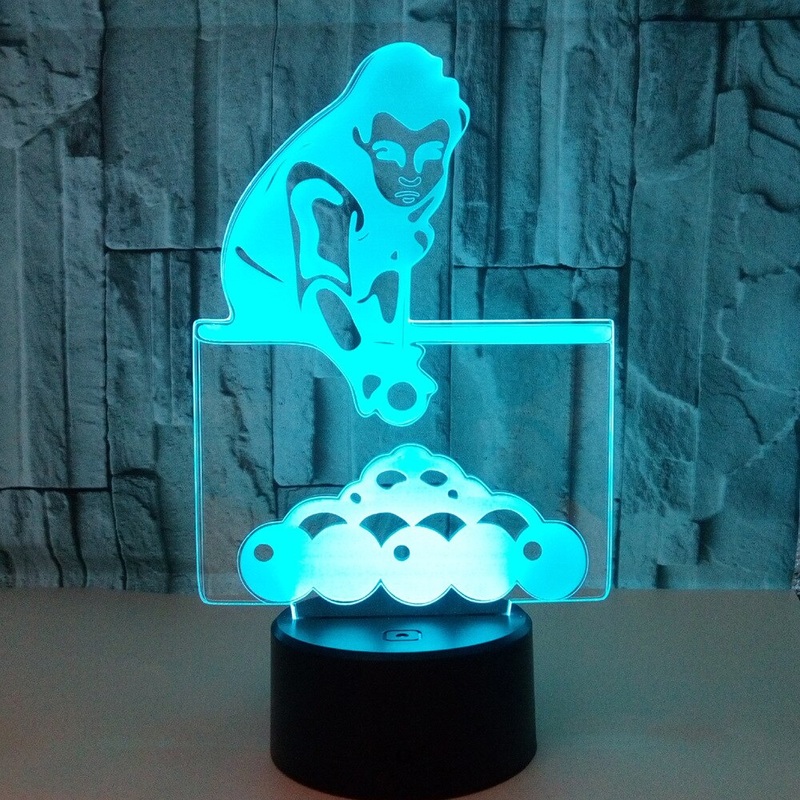 Pool snooker player 3D battery operated colour changing light with remote control