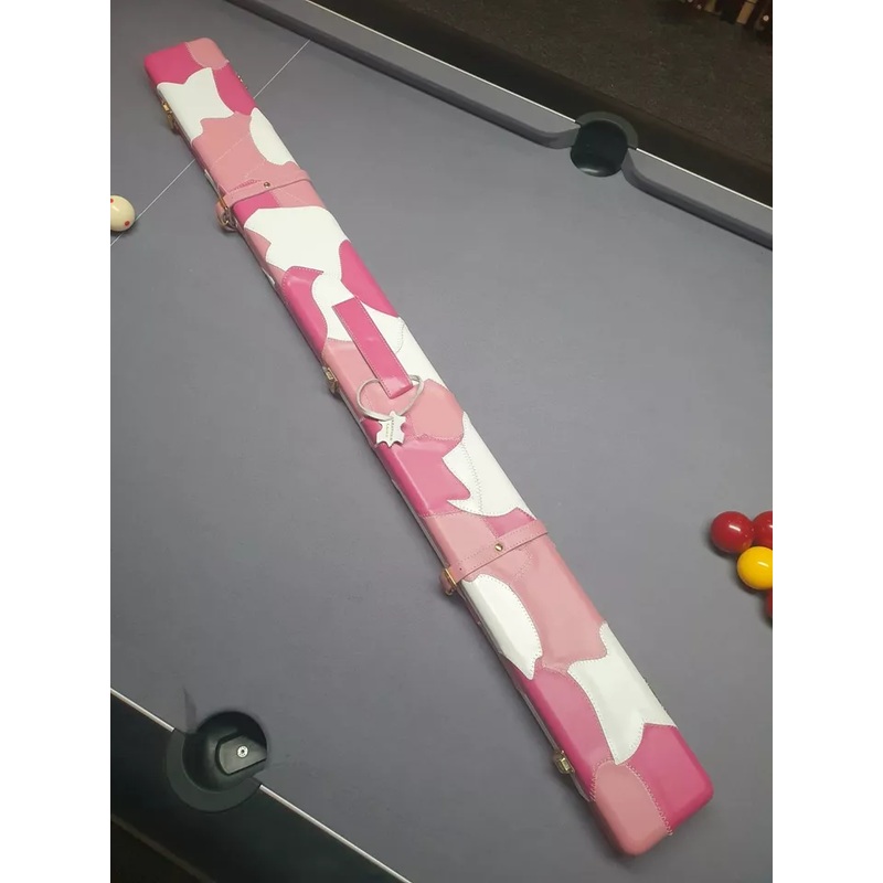 Superior full premium genuine leather cue case for 1 x 3/4 cue and extensions etc WHITE and PINKS