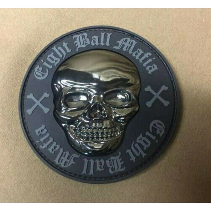 CHROME SKULL eight ball mafia pocket marker/paperweight large