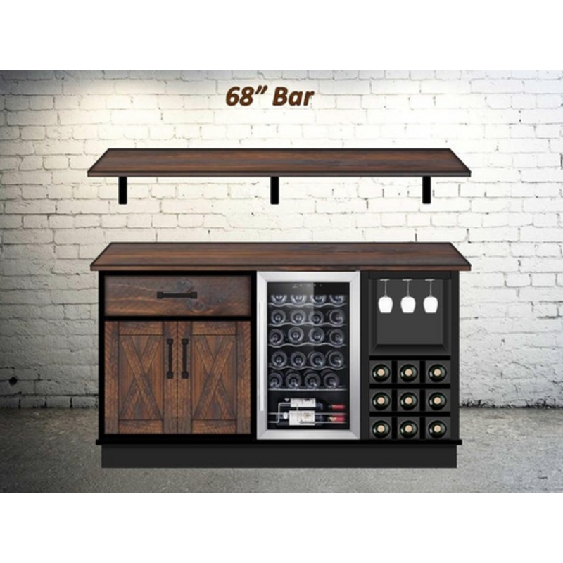Rustic Custom 68 Wall Bar Cabinet
