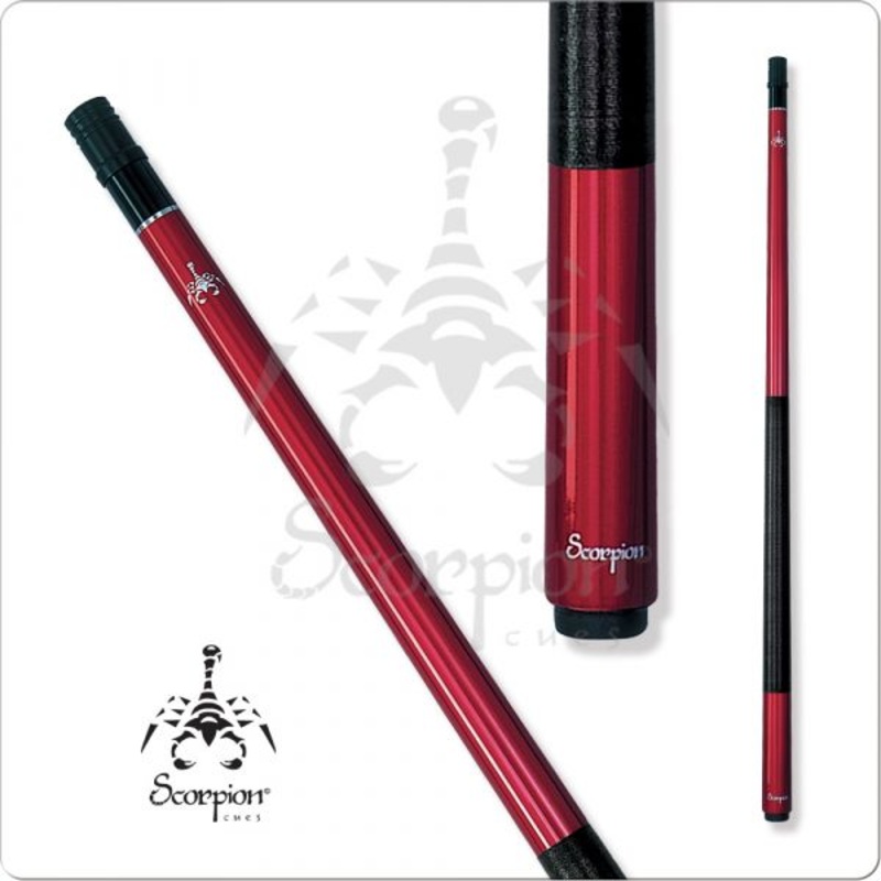 SCORPION Legacy 9 ball pool cue RED RIVERGLASS, 18oz. Complete with FREE Scorpion joint protectors