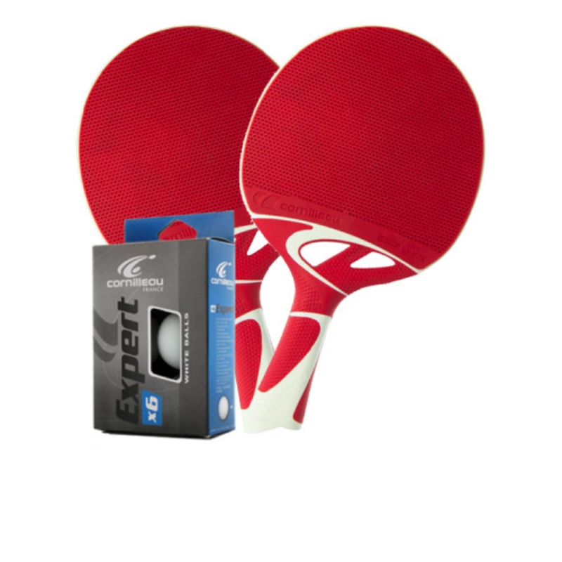 Cornilleau TACTEO 50 Red Weatherproof Table Tennis 2 -Player Racket Set