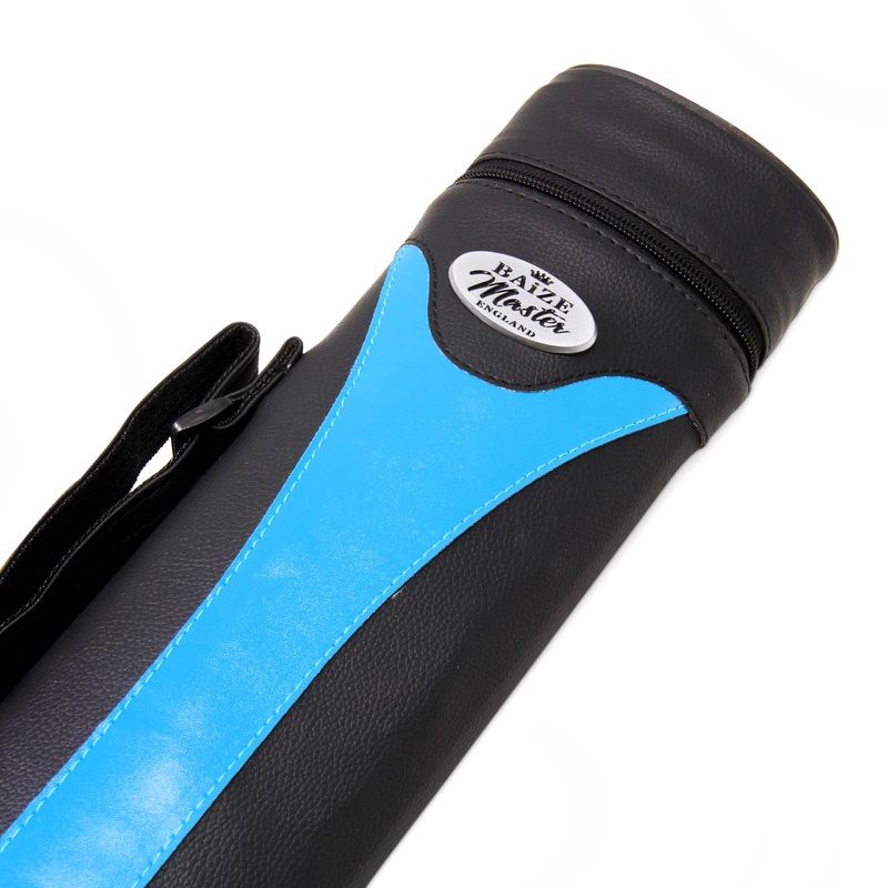 Oval Quad BLUE case by Baize Master to hold x 2 centre jointed cues and Accessories