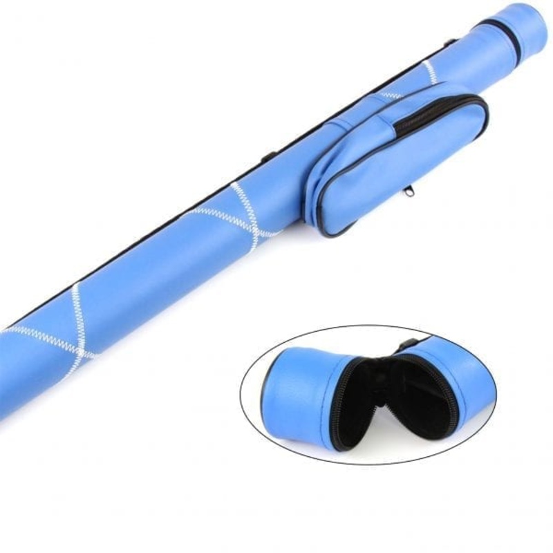 Tubular cue tube case for 2 piece cue with accessory pocket COOL BLUE
