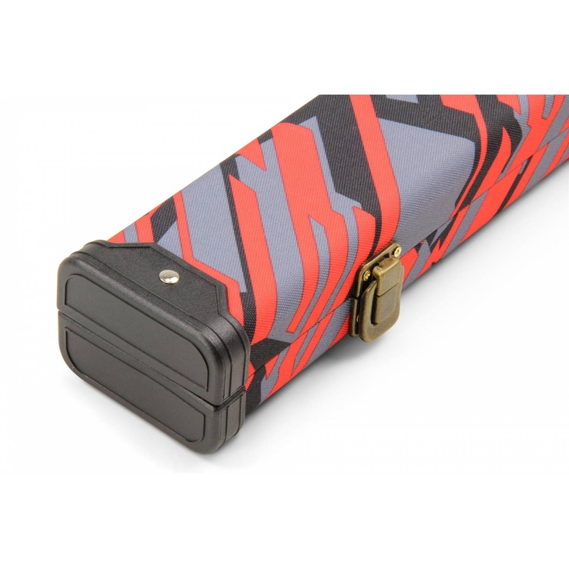 ABSTRACT print 3/4 cue case, durable nylon covering RED/BLACK/GREY