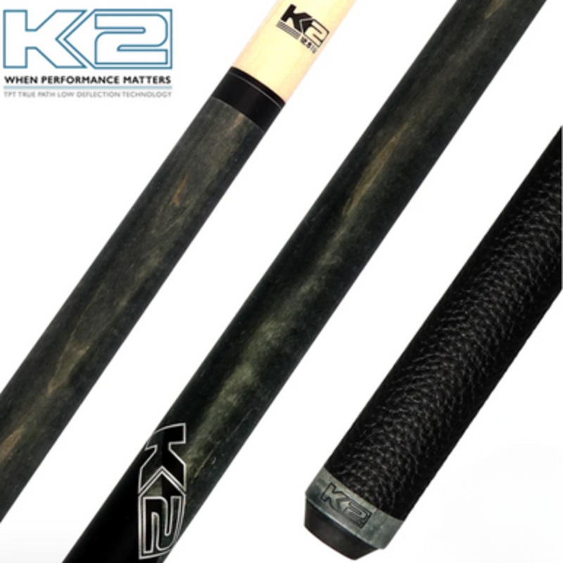 K2 KLCGY Matte Gray-Stained Cue with Leather Wrap