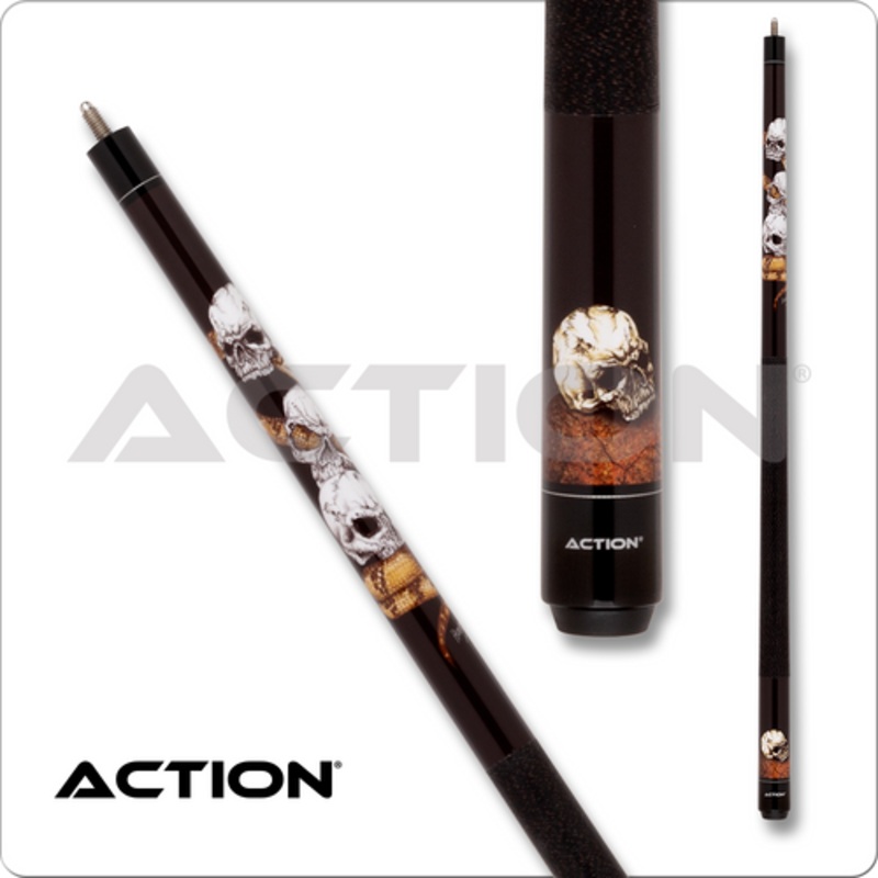Action Adventure ADV120 Brown Stacked Skulls Pool Cue