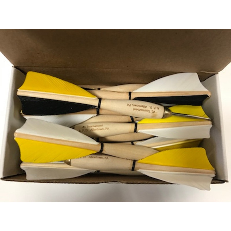 APD No.1 Official Tournament Darts Black/Yellow/White Feather (Dozen)