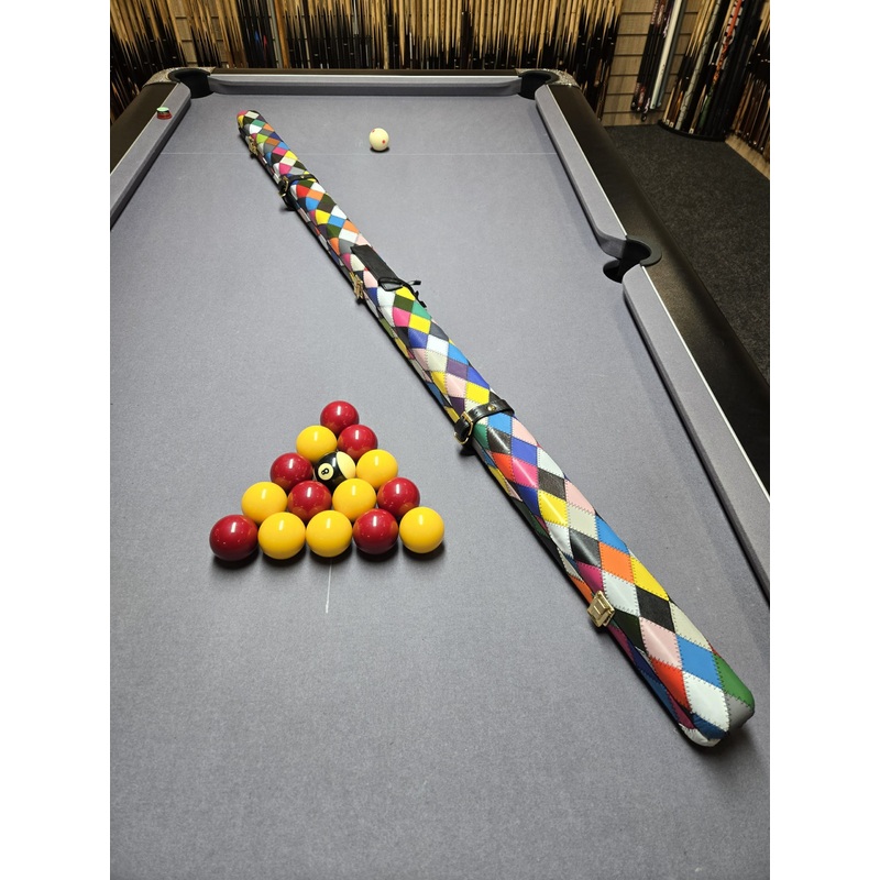 Superior full premium genuine leather Slim cue case for 1 x 1 piece cues HARLEQUIN DIAMONDS