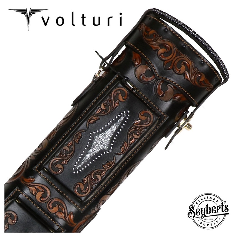 Volturi Custom Venice V2 Fully Carved Black/Brown 4×8 Hard Pool Cue Case