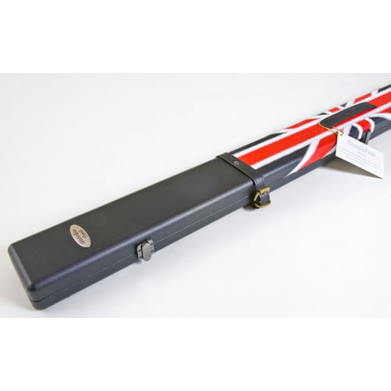 Union jack flag cue case for 3/4 split cue, leather look.  BLACK