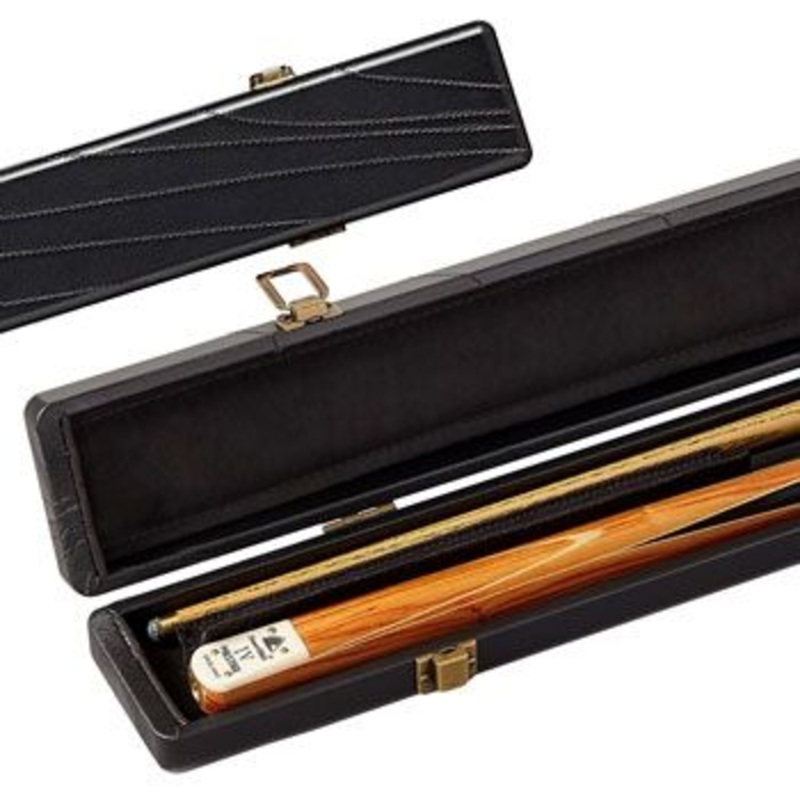 Genuine leather stitched detail 3/4 cue case BLACK