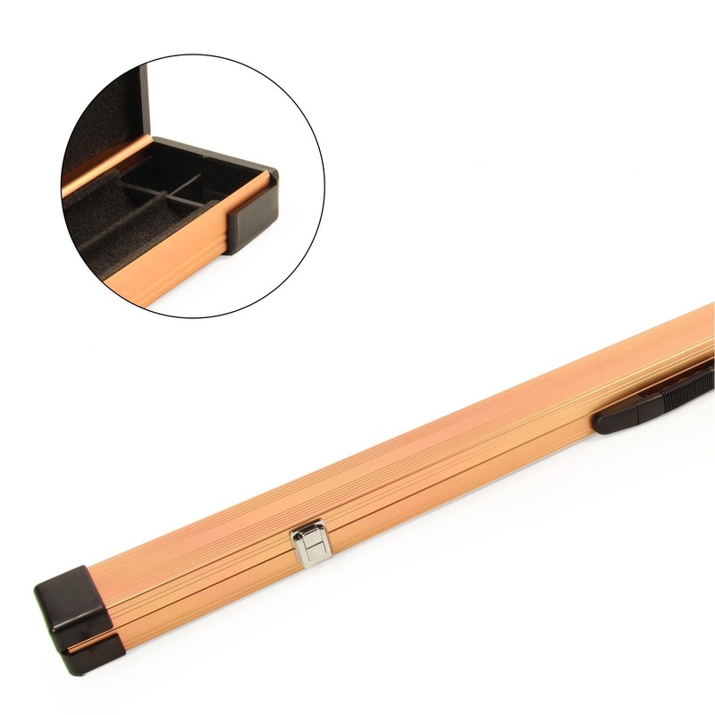 Strong Aluminium cue case with reinforced ends for centre jointed cues GOLD