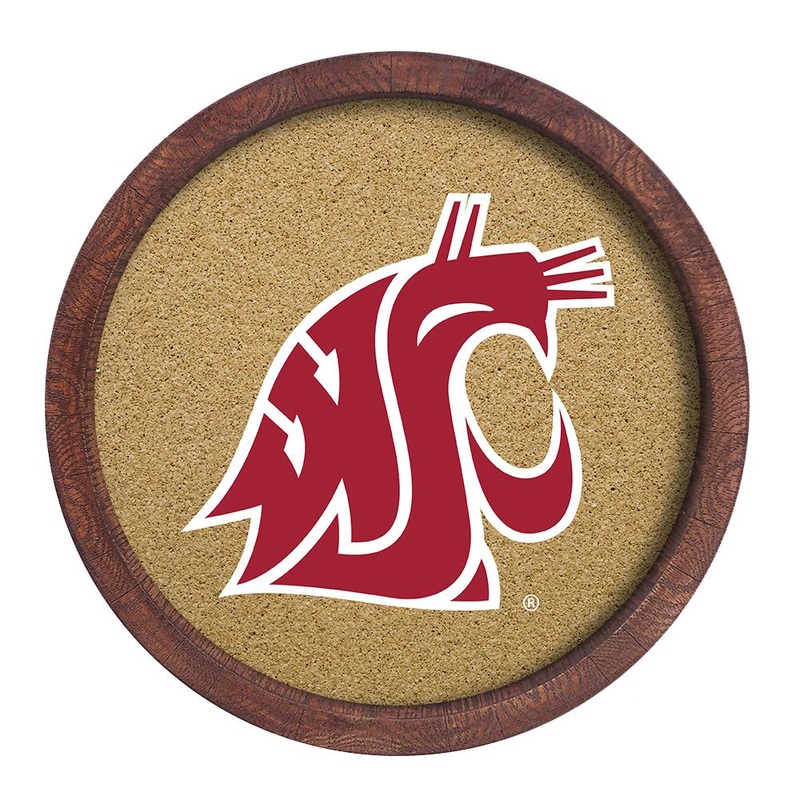 Washington State Cougars: Logo – Faux Barrel Framed Cork Board