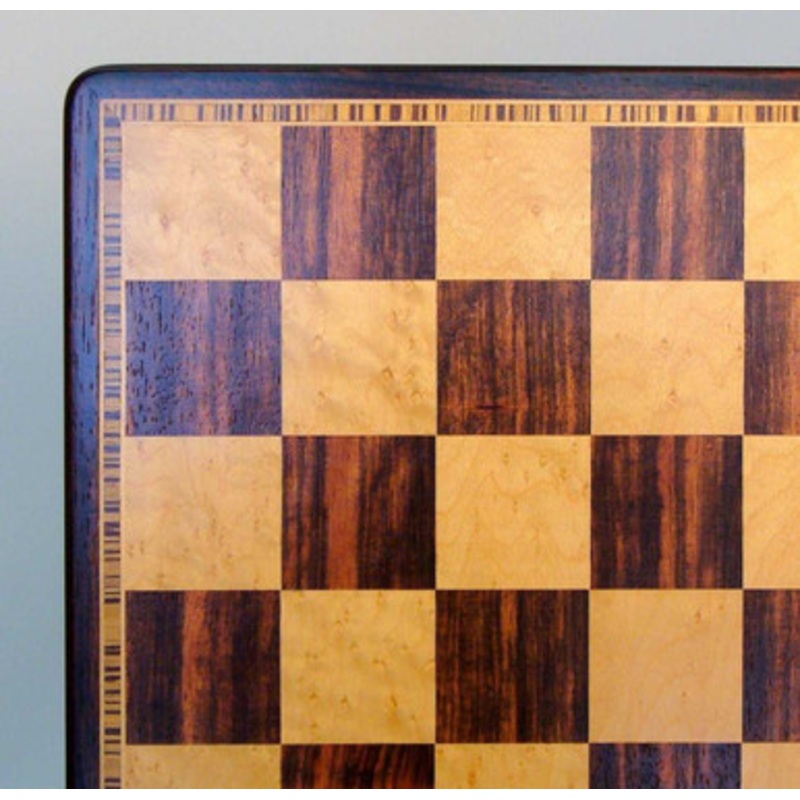Ebony & Birdseye Maple Veneer Chess Board with Beveled Edge