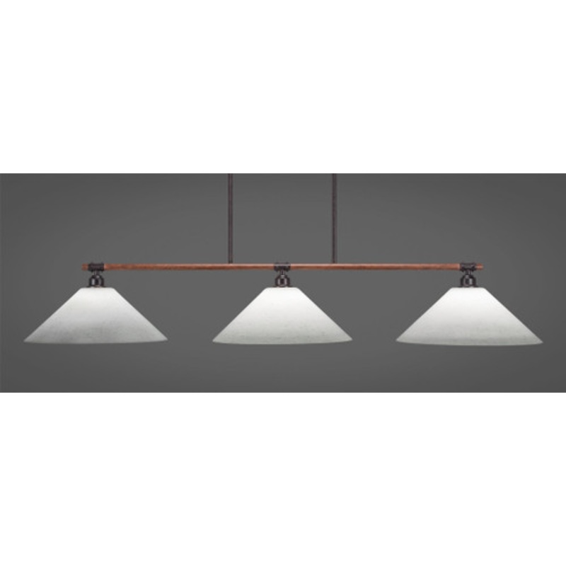 Toltec Blacksmith 3-Light Bar with 16 White Muslin Glass