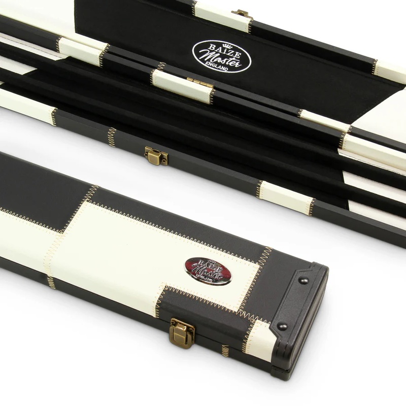 Baize Master EXTRA WIDE patch case to hold THREE x 1 piece cues BLACK and WHITE