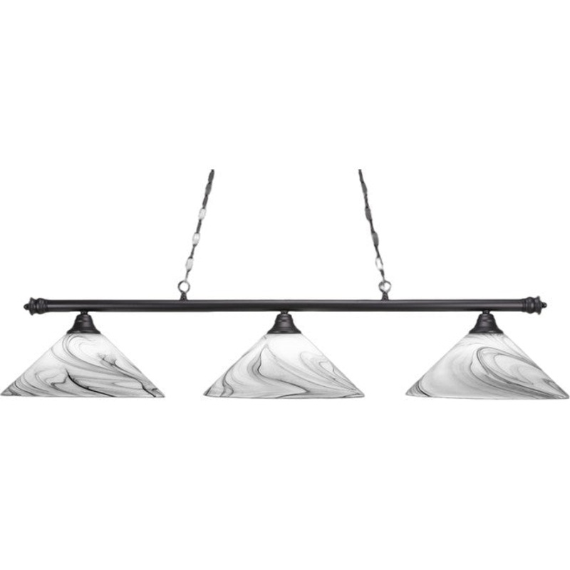 Toltec Lighting Oxford 3-Light Bar with Onyx Swirl Glass Shades