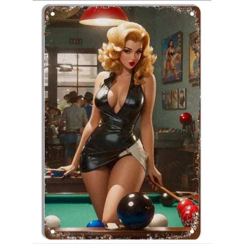 Sexy girl bombshell metal sign for games room etc 40cm x 30cm (16 x 12 inches)
