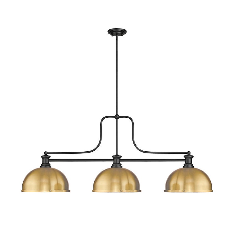 Z-Lite Melange Matte Black with Heritage Brass Dome Shade