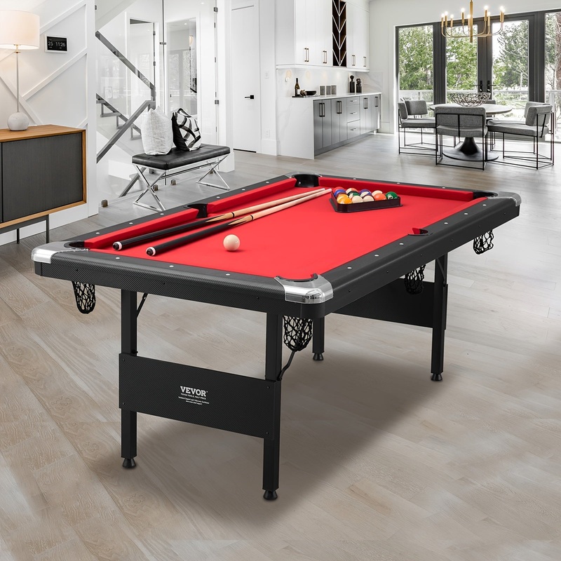 6.3 Ft Pool Table, Portable Foldable Space-Saving Table
