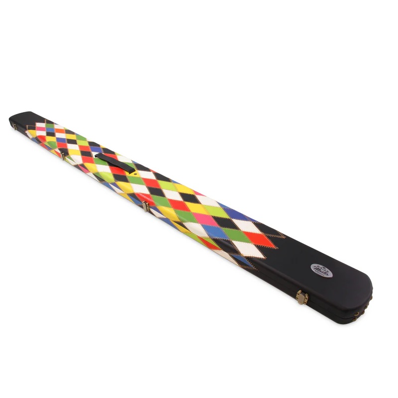 Baize Master luxury 1 piece cue case for 3 x 1 piece cues. Jester Multi diamonds