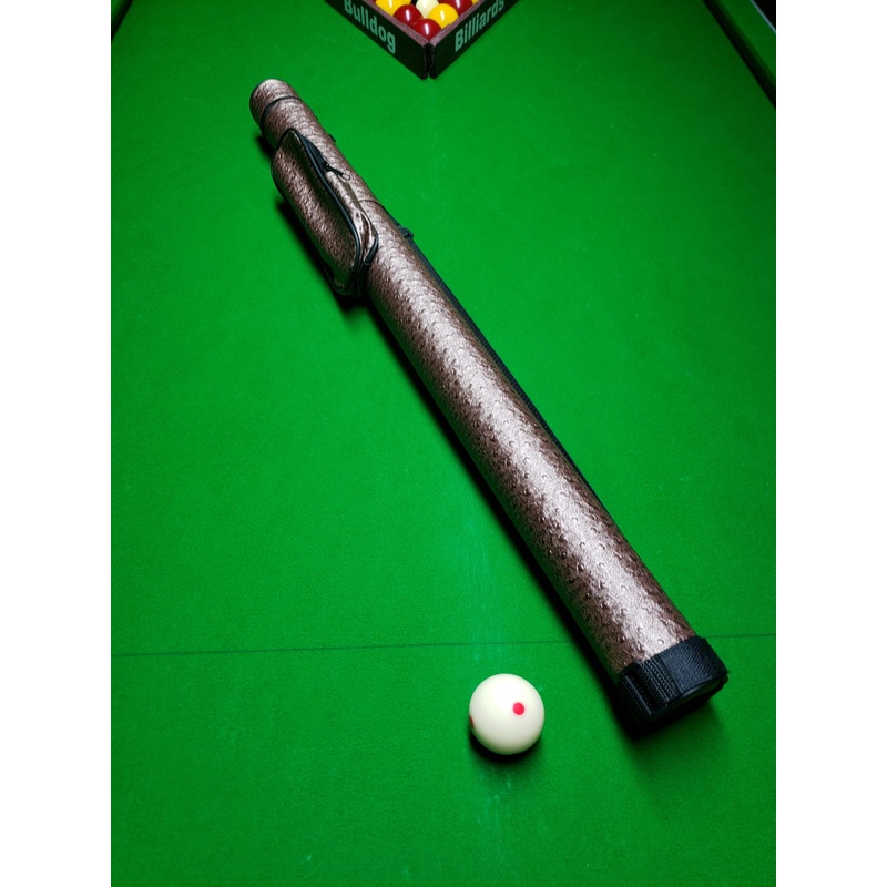 2 piece cue case for centre jointed cues, carry strap and accessory pocket, beautiful BRONZE finish