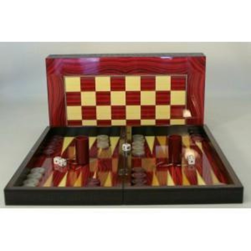 Red Decoupage Backgammon