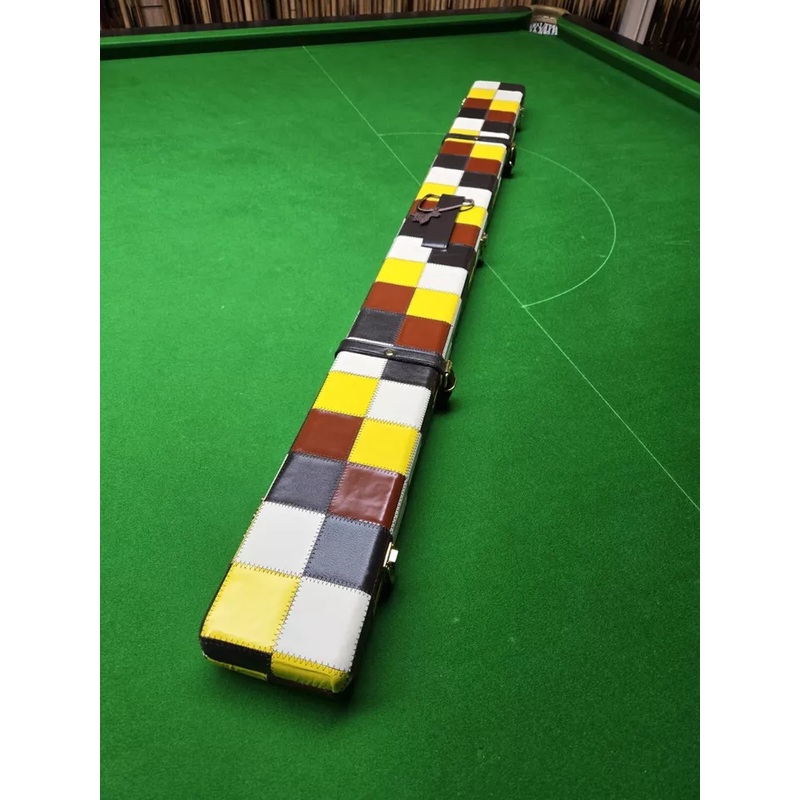 Superior Quality Premium Genuine Leather Wide Case 2 x 3/4 Cues & Extension BLACK, WHITE, YELLOW and BROWN BLOCKS
