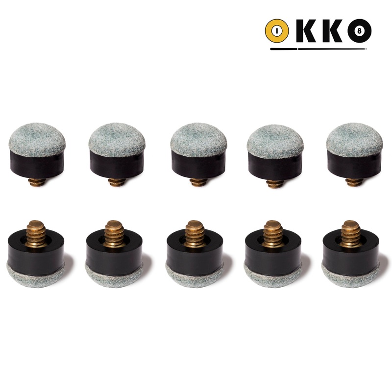 OKKO Billiard Screw-On Tips 12mm Soft, Pack of 10