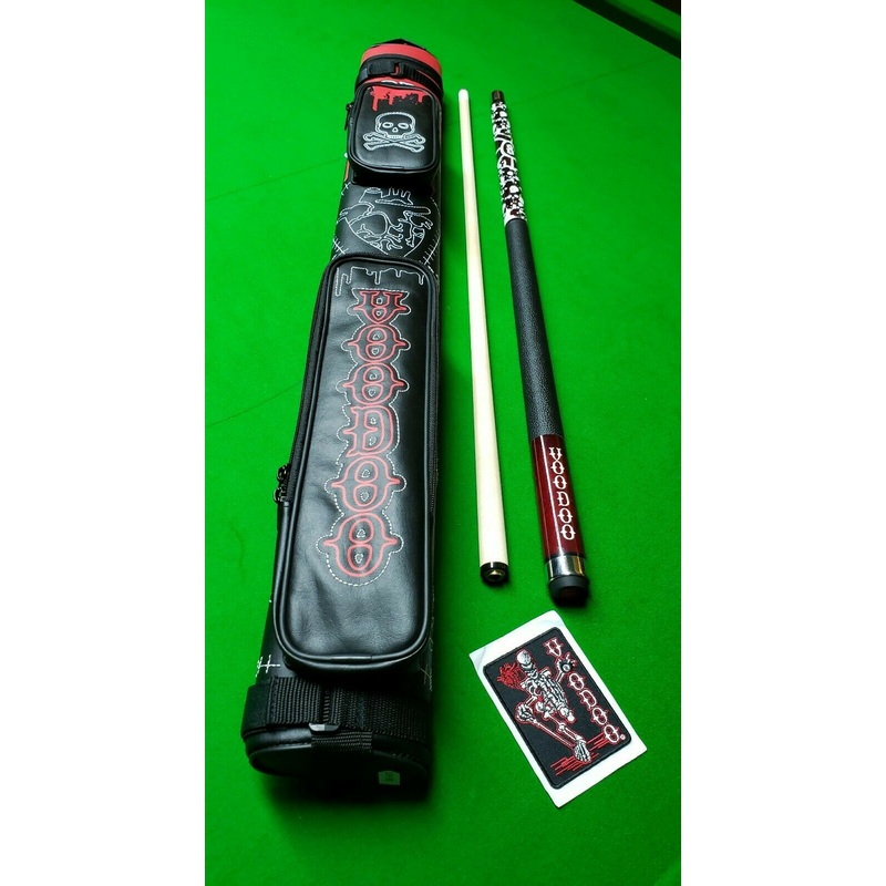 VOODOO 2 piece cue and case set with patch BLOODSHED WEB OF DEATH