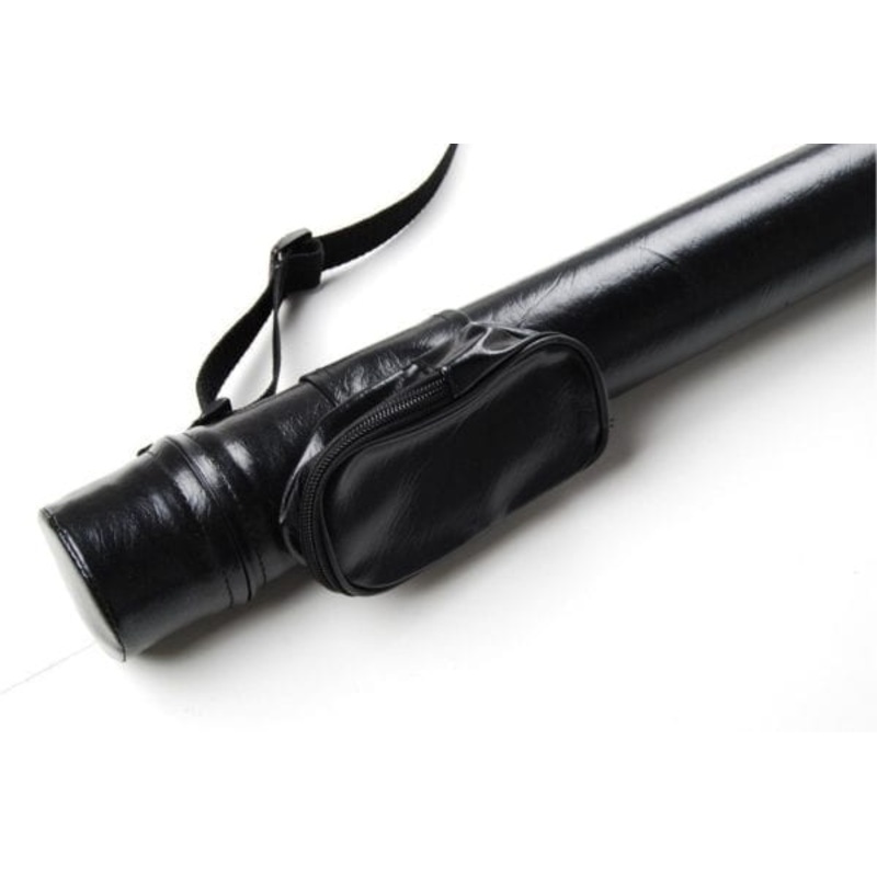 Tubular hard 2 piece cue tube case BLACK with detachable accessory pouch