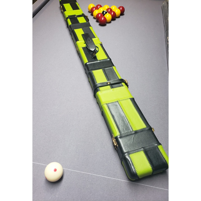 PERADON 3/4 GENUINE LEATHER cue case EXTREMELY RARE BLACK and GREEN COLOUR