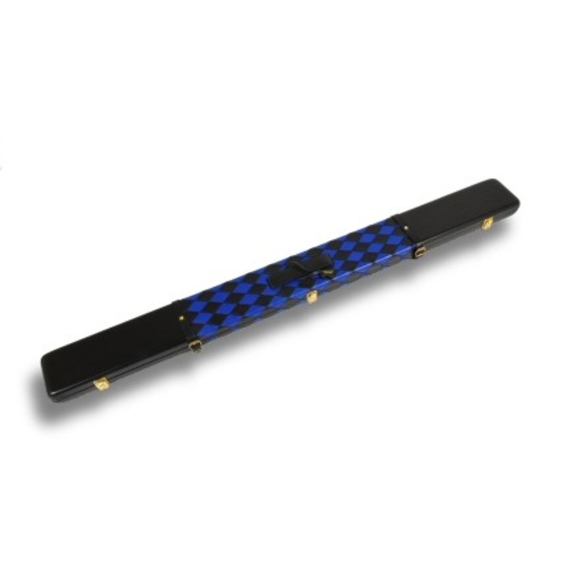 Peradon GENUINE LEATHER HANDMADE case for 3/4 cues BLUE DIAMONDS suede lining