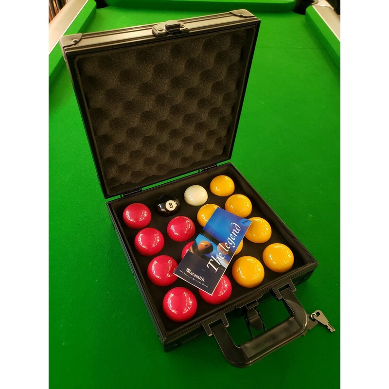 Aramith 2 reds and yellows pool ball set with aluminium lockable foam interior case