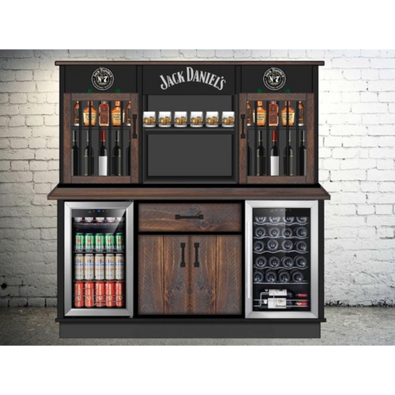 Jack Daniels Custom Hutch and Bar Cabinet