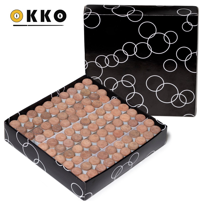 OKKO Billiard Slip-On Tips 12mm Medium/Hard, Pack of 100