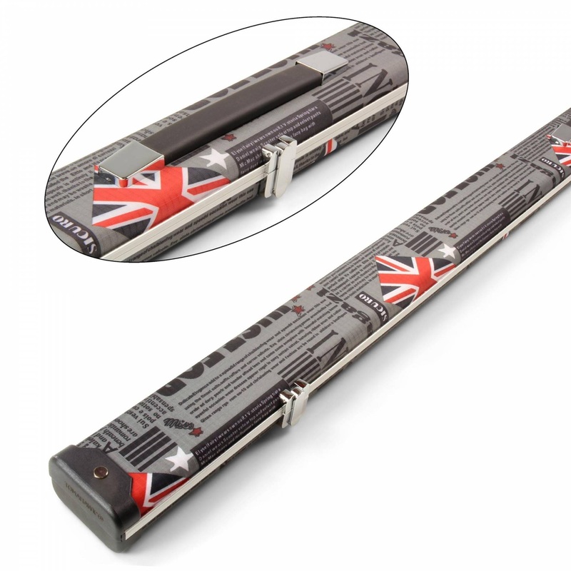 Union Jack News Print 3/4 luxury cue case DARK GREY