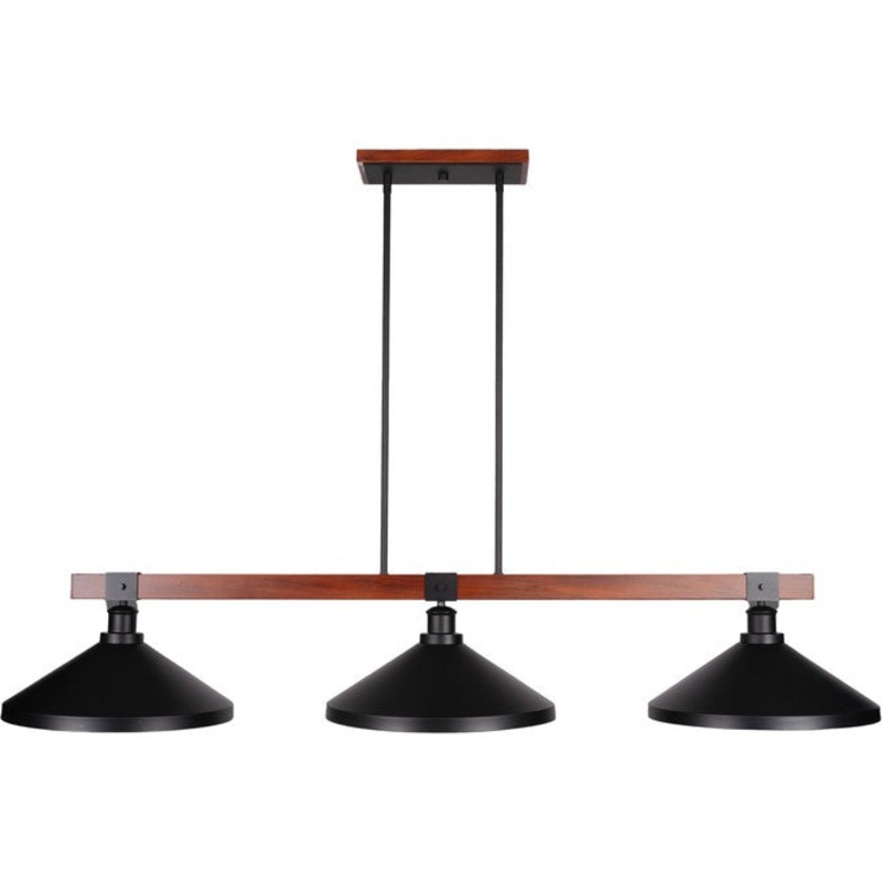 Toltec Lighting Tacoma 3-Light with Matte Black Metal Shades