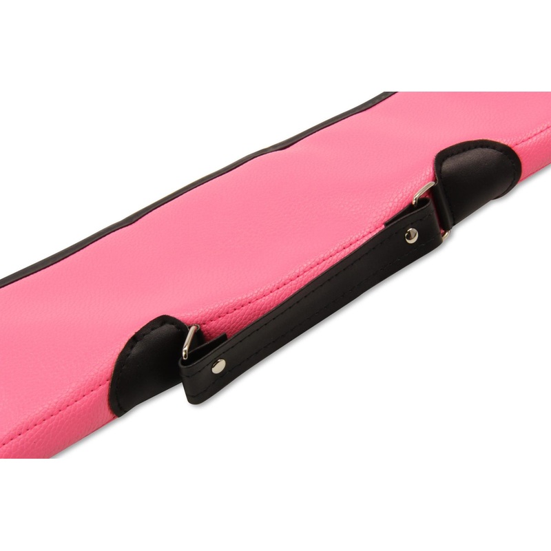QUALITY THICK PADDED HOT PINK VINYL 2PC SOFT SNOOKER POOL CUE CASE