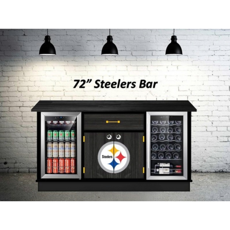 Pittsburgh Steelers Custom 72 Wall Bar Cabinet