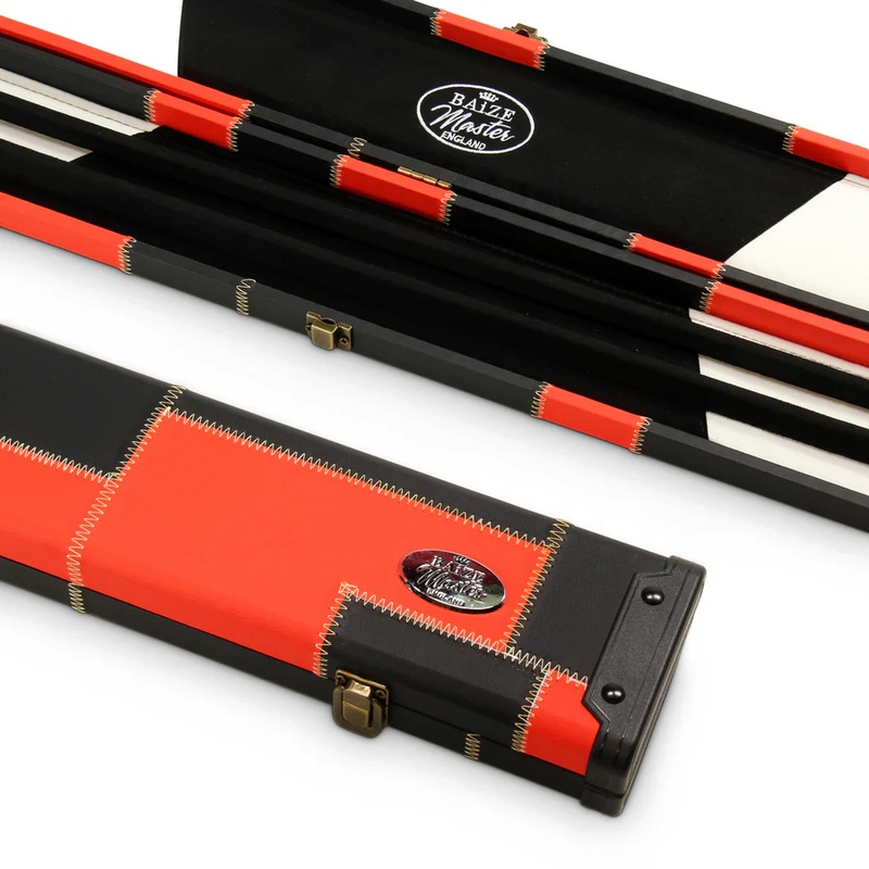 Baize Master EXTRA WIDE patch case to hold THREE x 1 piece cues RED and BLACK