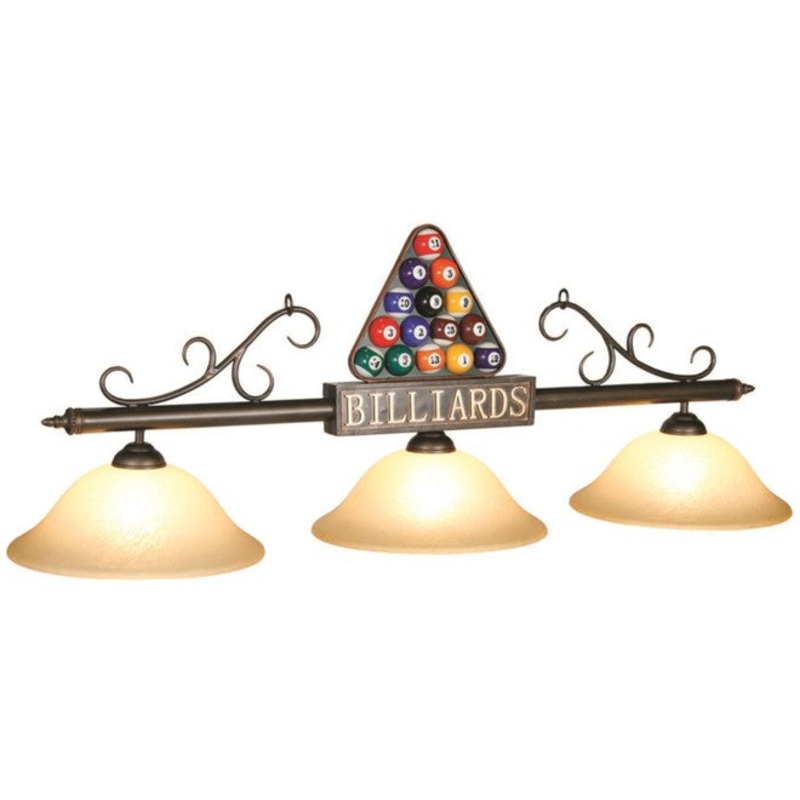 Ram Gameroom Products Billiards Bronze Bar With Amber Glass Shades