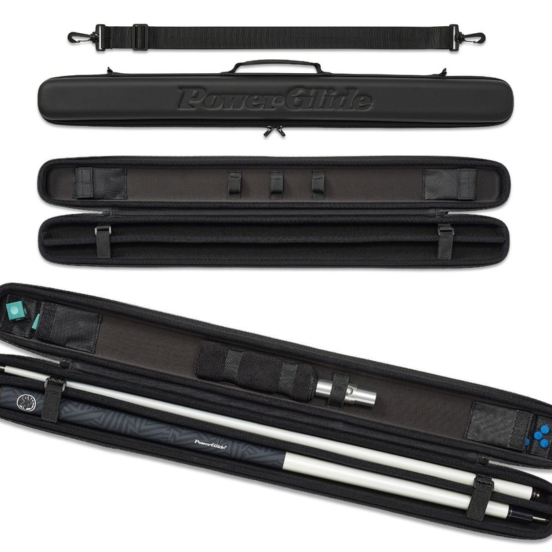 Powerglide SVARTUR soft touch case for centre jointed cues with carry strap and handle BLACK