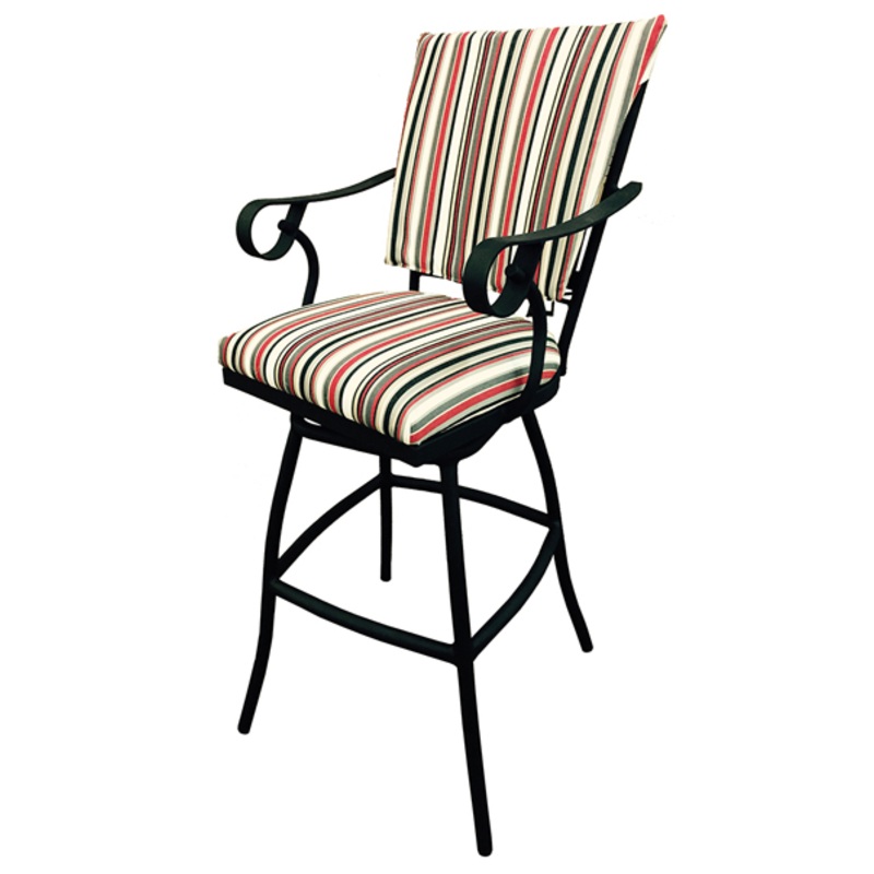 Tobias Jenna with Arms Upholstered Back Outdoor Stool