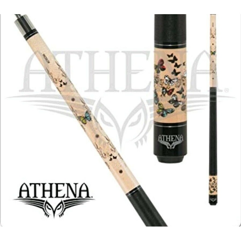 ATHENA 2 piece cue and case set METALLIC BUTTERFLIES ladies 9 ball cue STUNNING!